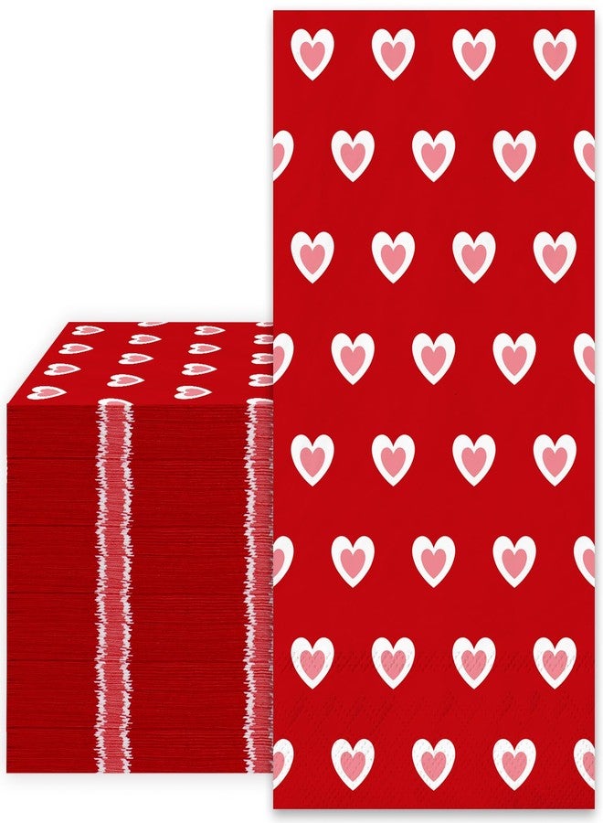 JarThenaAMCS مناديل ورقية للاستخدام مرة واحدة من JarThenaAMCS، 50 قطعة، مثالية لعيد الحب، بألوان الأحمر والوردي والأبيض، مزينة بقلوب الحب، مناسبة للعشاء، ولأعياد الميلاد وحفلات الزفاف. - Image 1